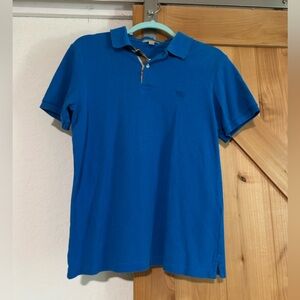 Burberry Blue Polo Shirt Classic Design Cotton Blend